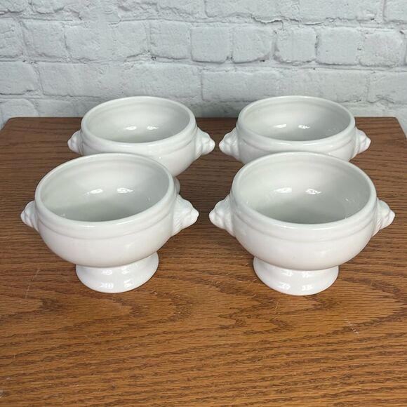 BIA Cordon Bleu Lion French Onion Soup Bowls White Set Of 4 - Picture 1 of 7